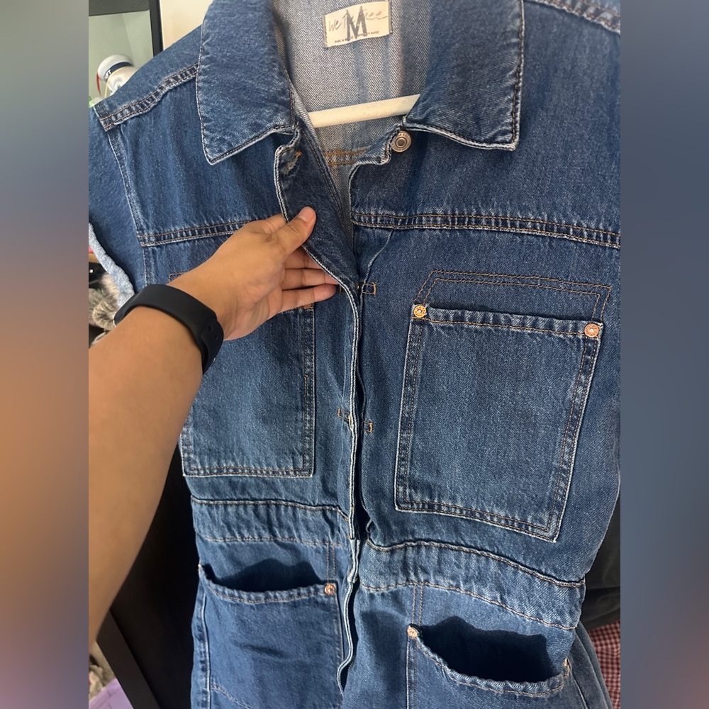 We The Free Blue Denim Short Romper - Picture 8 of 15